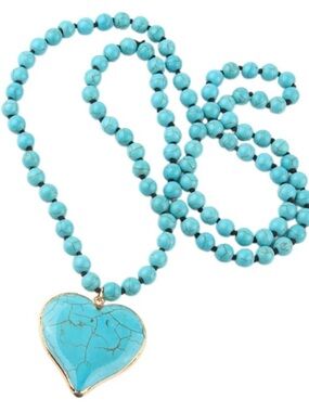 Bohemian Turquoise Heart Pendant Necklace Chain